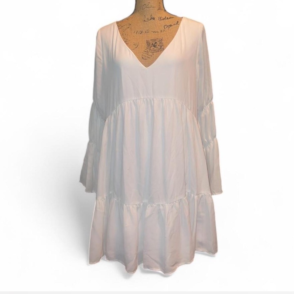 SHEIN White tiered dress size large boho, cottagecore, feminine,